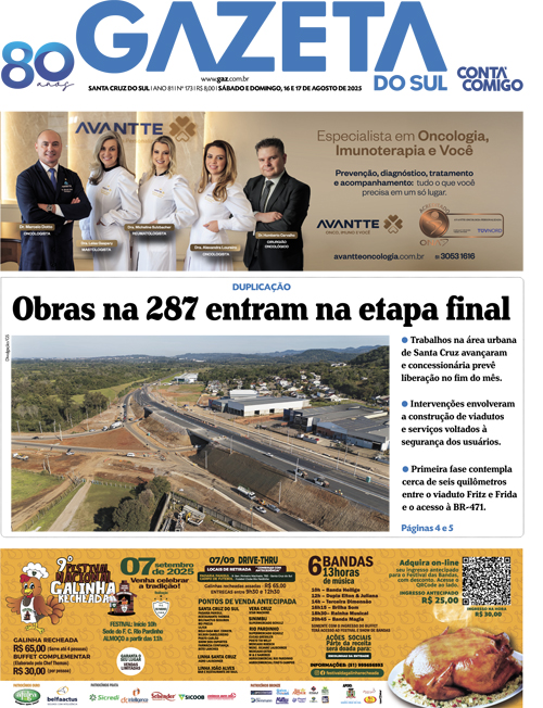 Jornal Gazeta do Sul | 173 -
Ano 81 | 2025-08-16