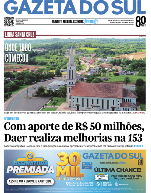 Jornal Gazeta do Sul | 280 -
Ano 81 | 2025-12-19
