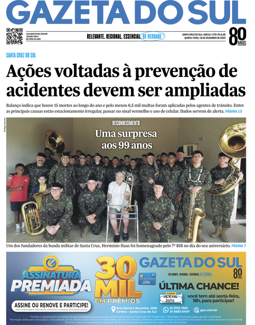Jornal Gazeta do Sul | 279 -
Ano 81 | 2025-12-18