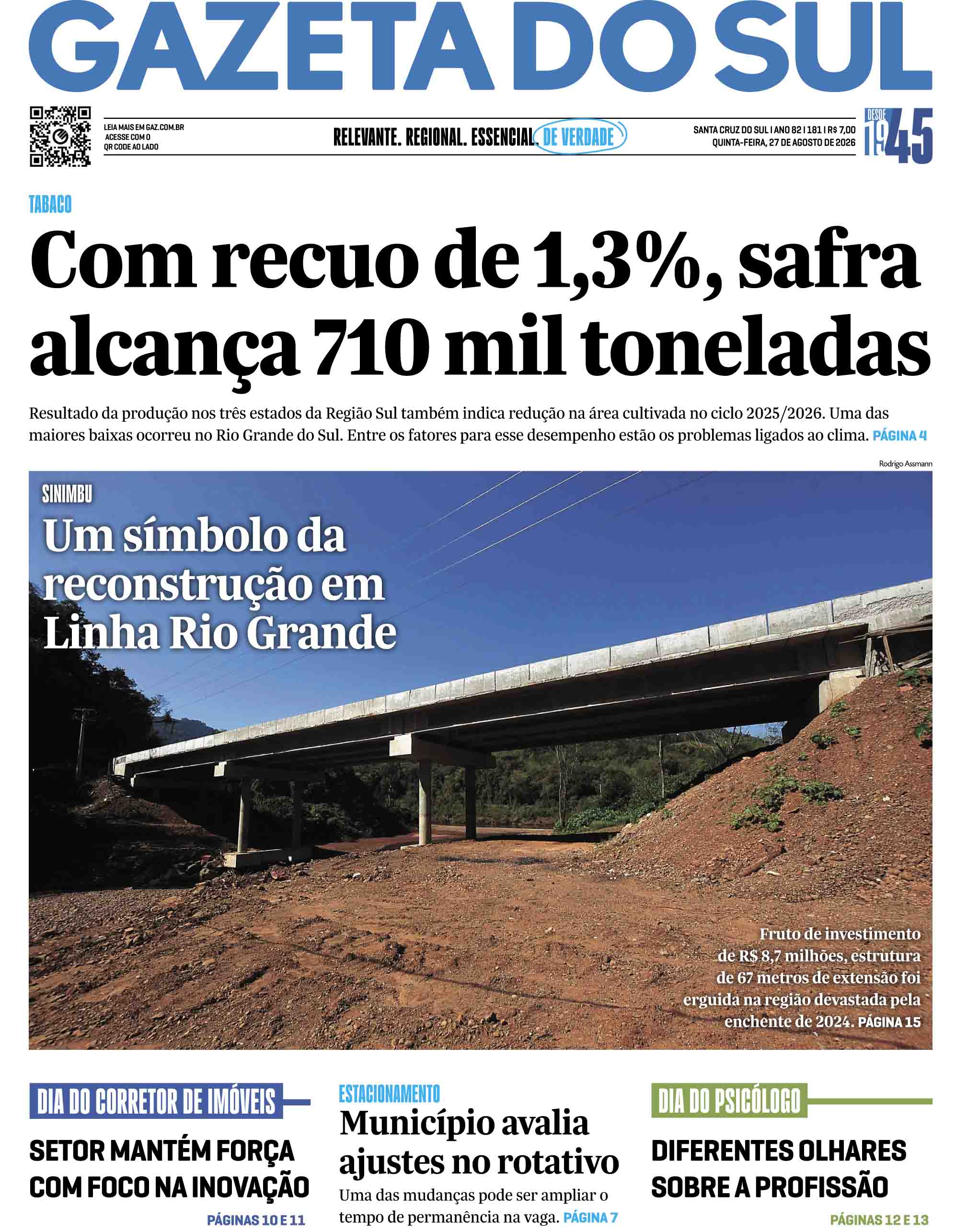 Jornal Gazeta do Sul | 181 -
Ano 82 | 2026-08-27