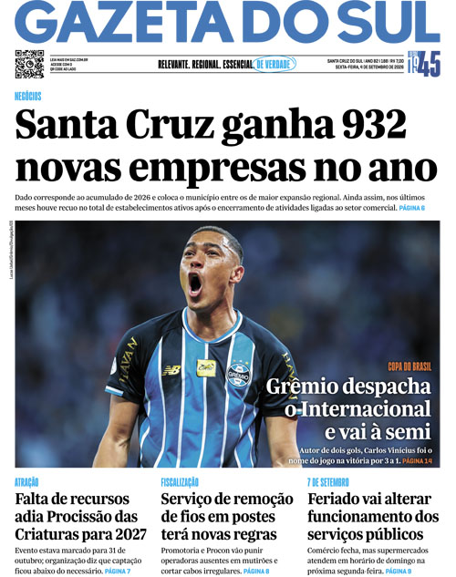 Jornal Gazeta do Sul | 188 -
Ano 82 | 2026-09-04