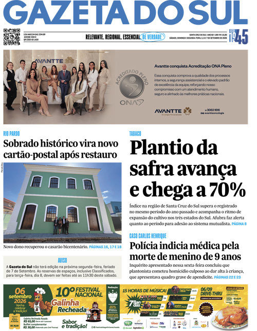 Jornal Gazeta do Sul | 189 -
Ano 82 | 2026-09-05