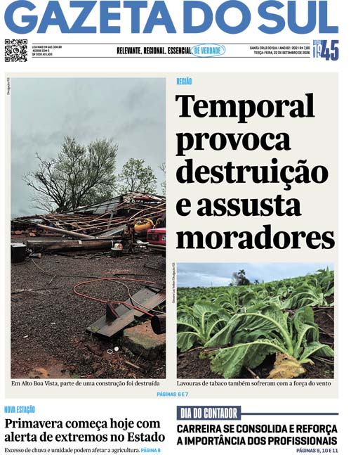 Jornal Gazeta do Sul | 202 -
Ano 82 | 2026-09-22